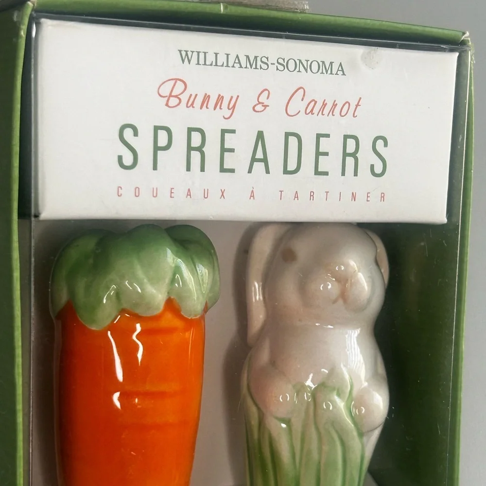 NWT Williams Sonoma Set of Bunny Carrot Spreaders Kitchen Utensils Home Decor